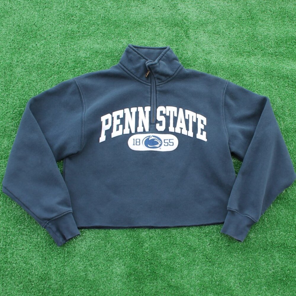 Penn State University 1855 Navy Blue 1/4 Quarter Zip cropped sweatshirt